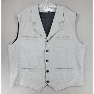 Schaefer Outfitter Vest Wool Jacket 2XL 706 Gray Herringbone Waist Coat Gray